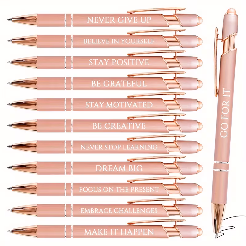 12-osaline inspireerivate tsitaatidega roosad pastakad